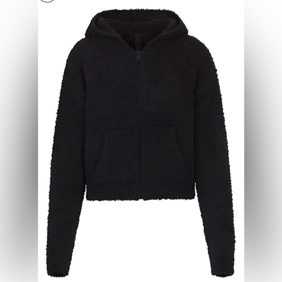 Skims NWT Cozy Full Zip Toddlers Onyx Black Fleece Hoodie Size 2T/3T